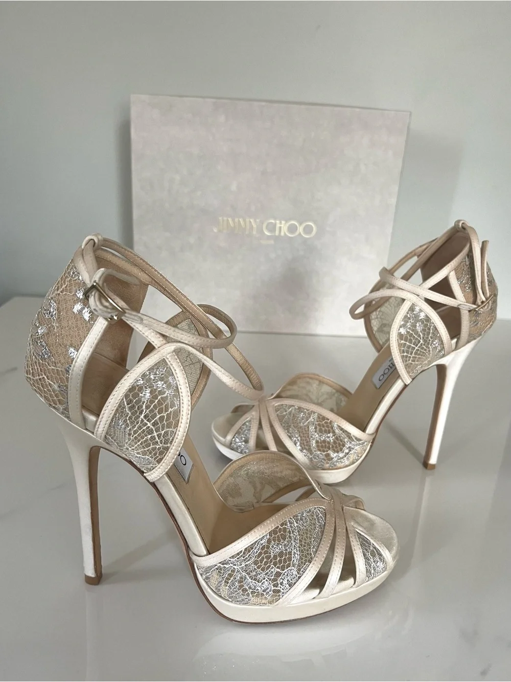 AUTHENTIC JIMMY CHOO ITALIAN LACE HEELS